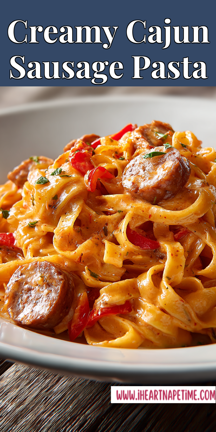 Creamy Cajun Sausage Pasta served warm with cozy spices
