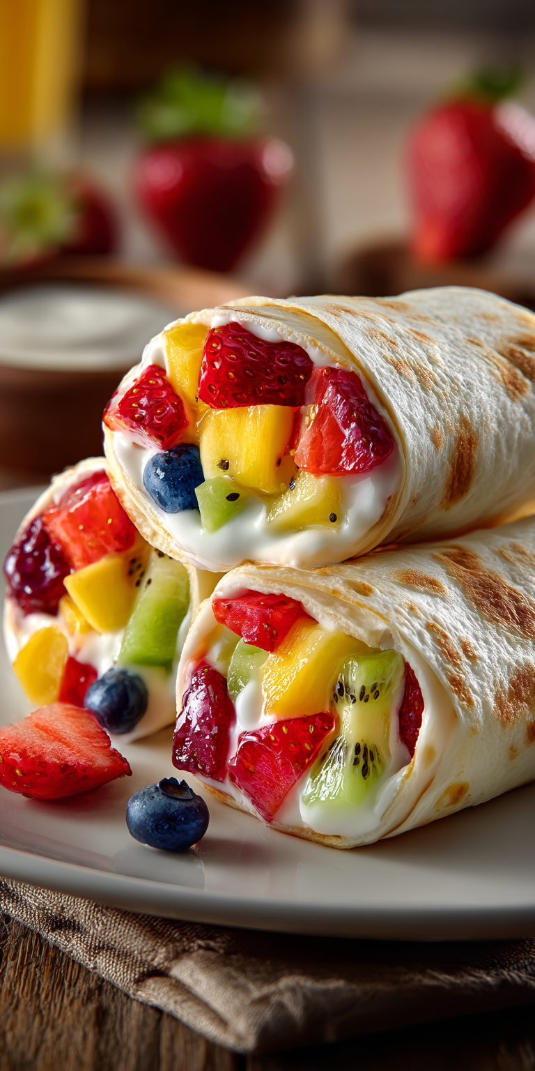 Creamy Fruit Salad Rollups served warm with cozy spices