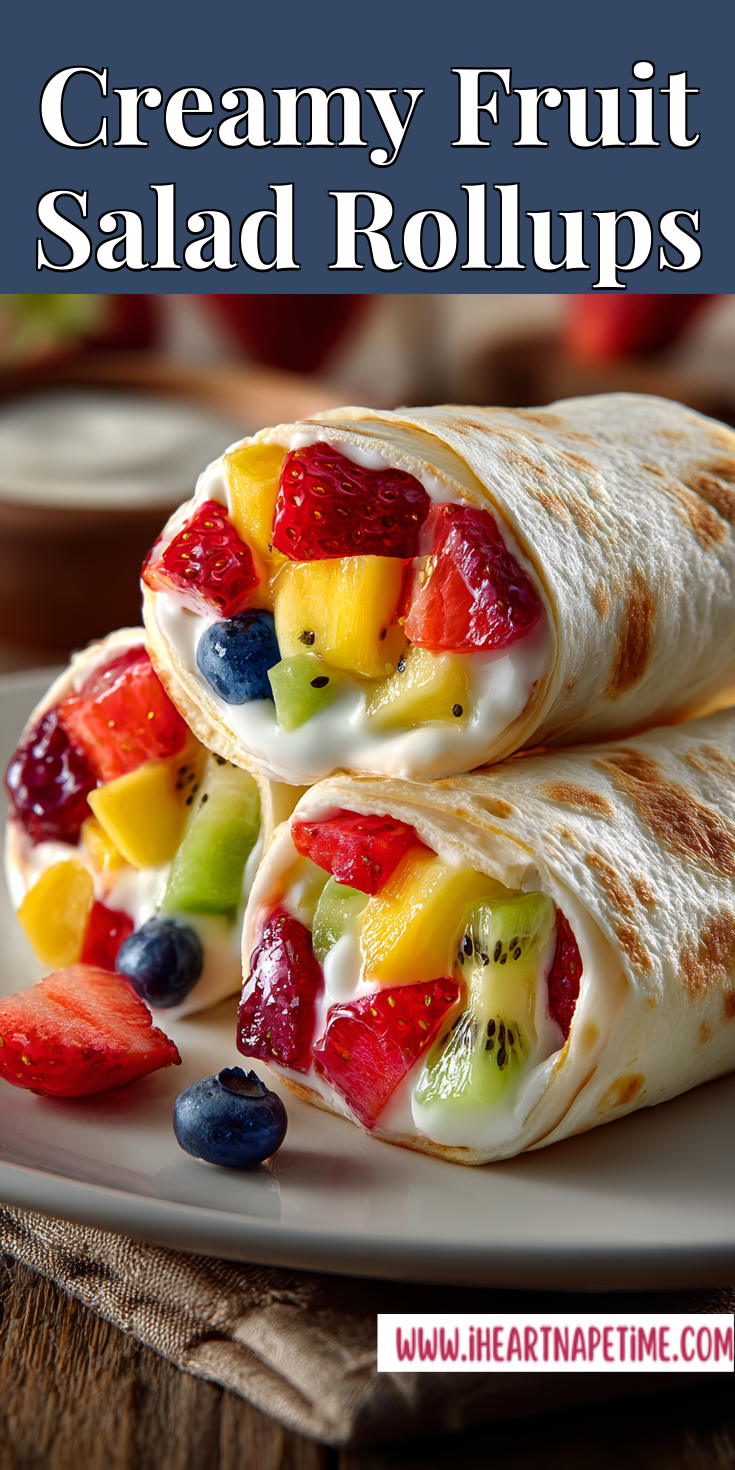 Creamy Fruit Salad Rollups served warm with cozy spices