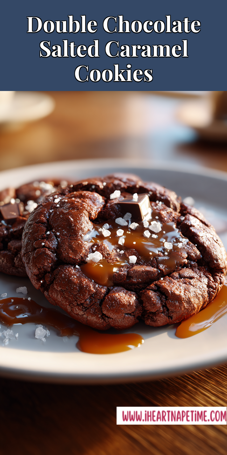 Double Chocolate Salted Caramel Cookies served warm with cozy spices