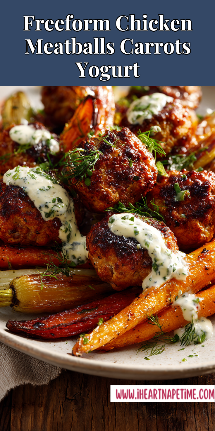 Freeform Chicken Meatballs Carrots Yogurt served warm with cozy spices