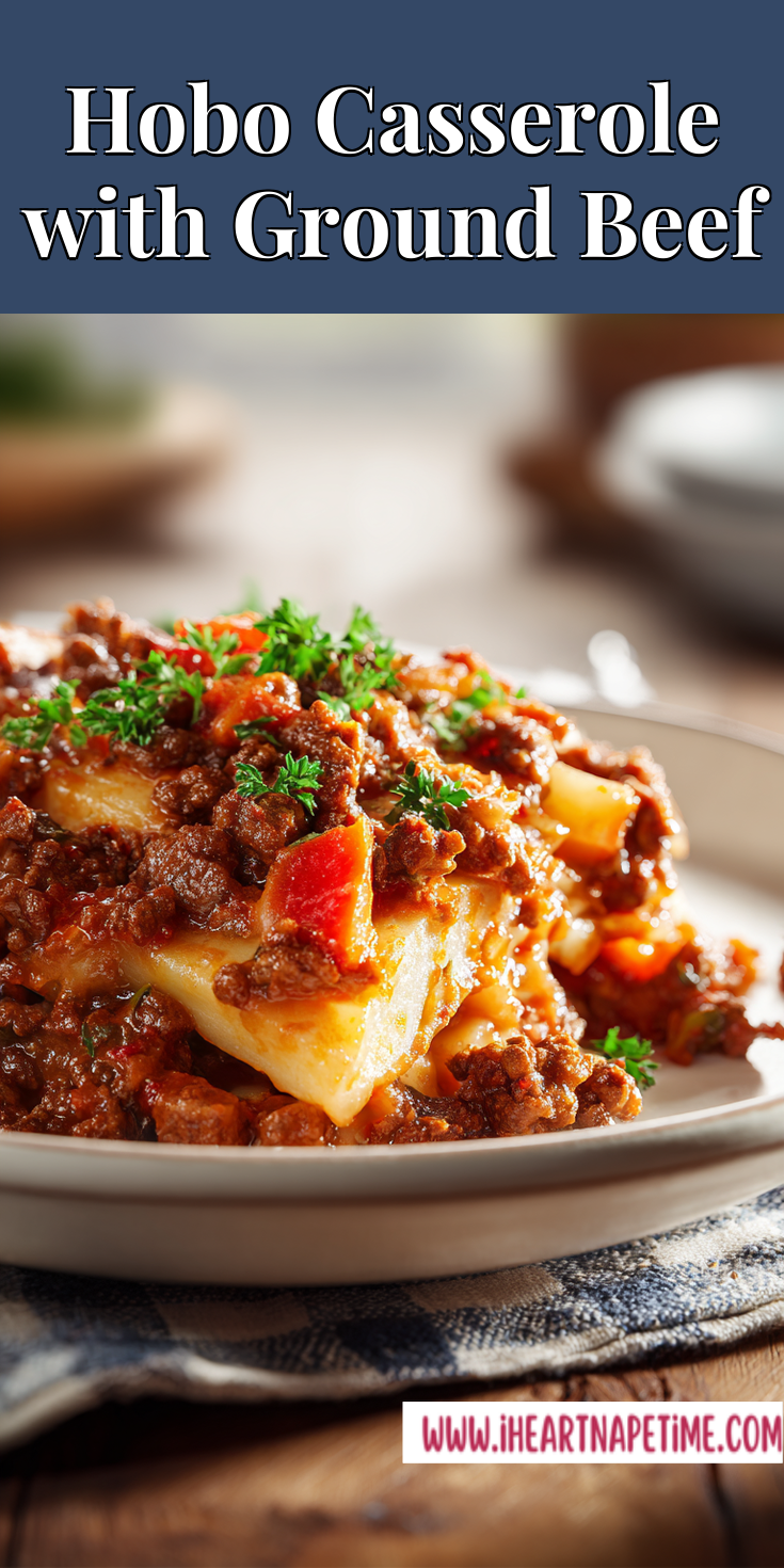 Hobo Casserole with Ground Beef served warm with cozy spices