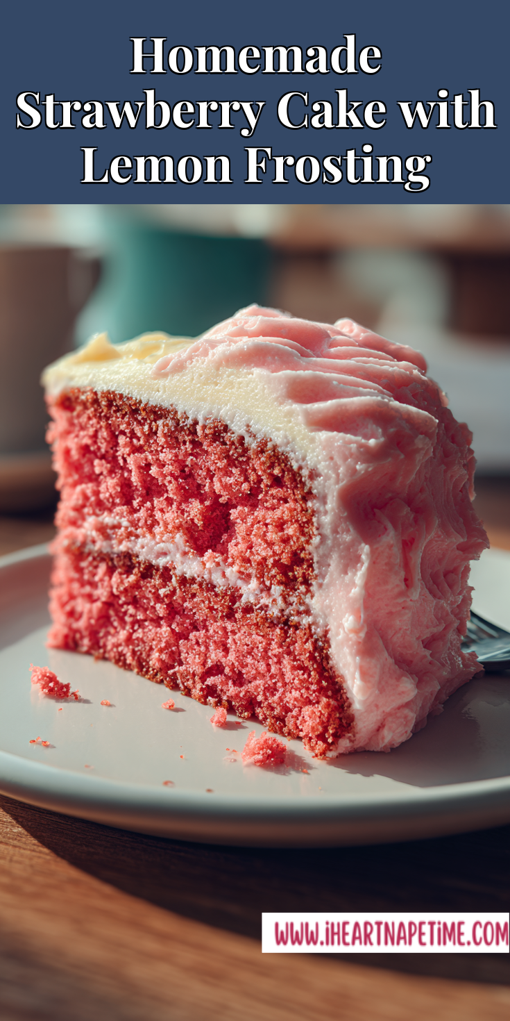 Homemade Strawberry Cake with Lemon Frosting served warm with cozy spices