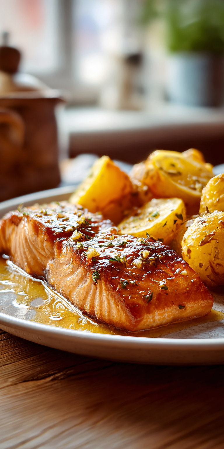 Lemon Butter Salmon Crispy Potatoes Recipe