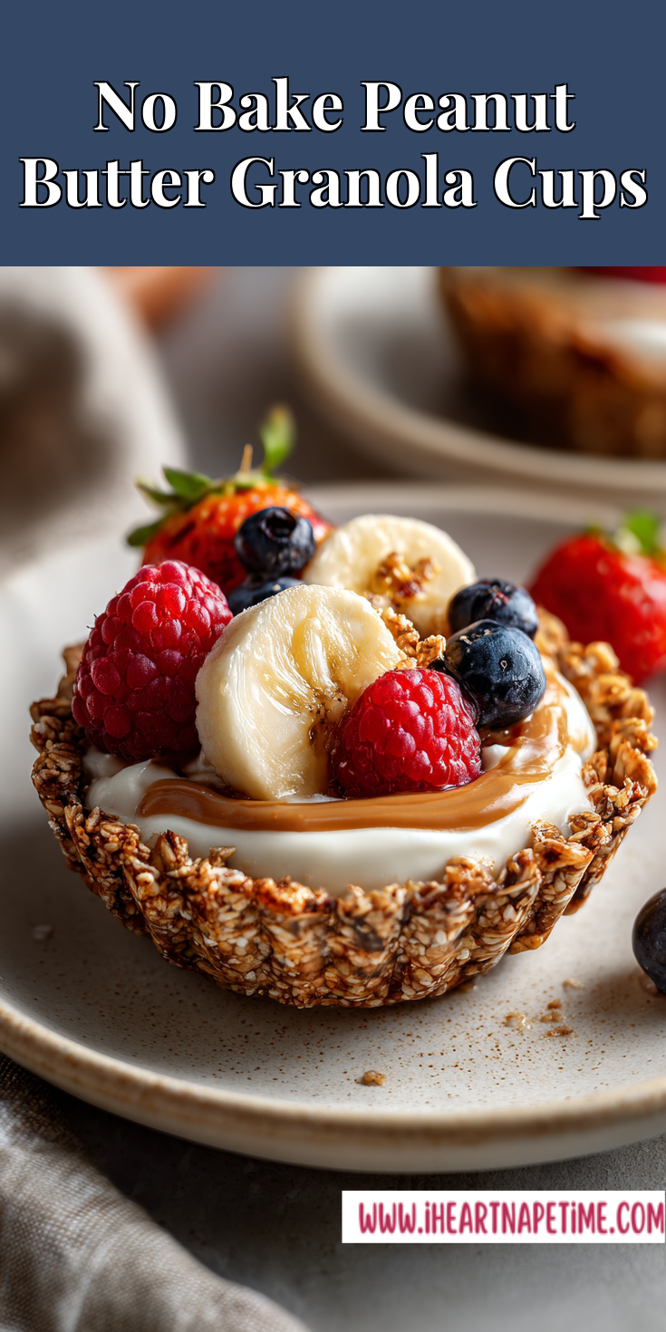 No Bake Peanut Butter Granola Cups served warm with cozy spices