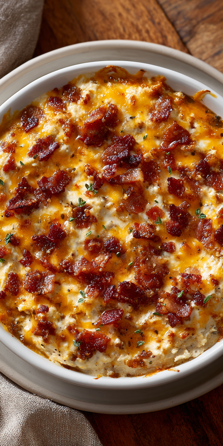 Savory Maple Bourbon Bacon Dip with Cheddar Recipe