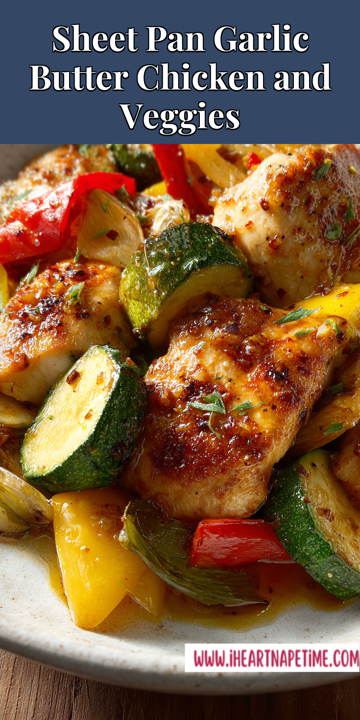 Sheet Pan Garlic Butter Chicken and Veggies served warm with cozy spices
