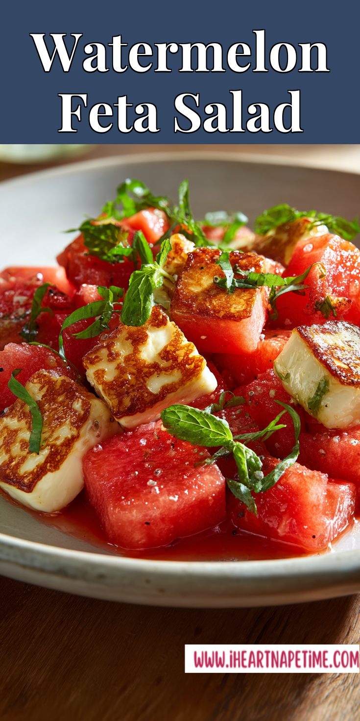 Watermelon Feta Salad served warm with cozy spices